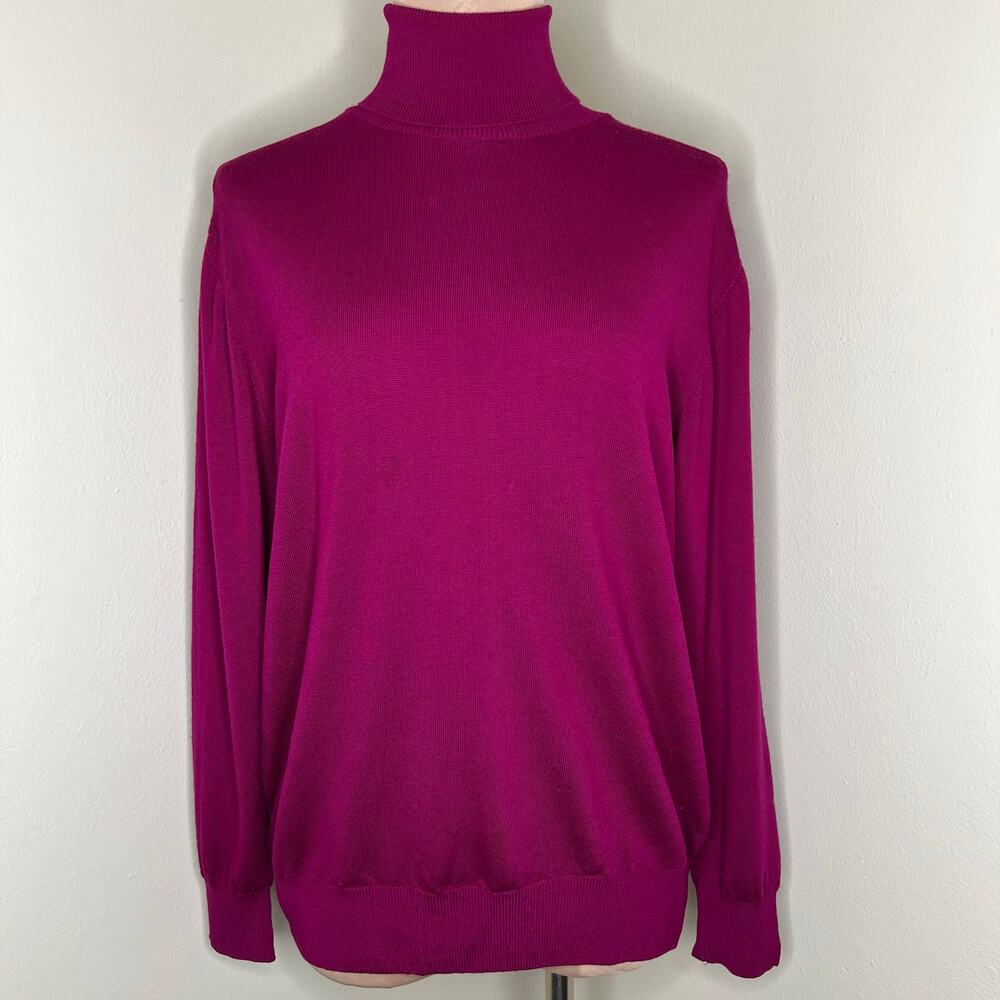 L&F Merino Wool Sweater XL Womens Made in Italy Turtleneck Knit Basic Essential